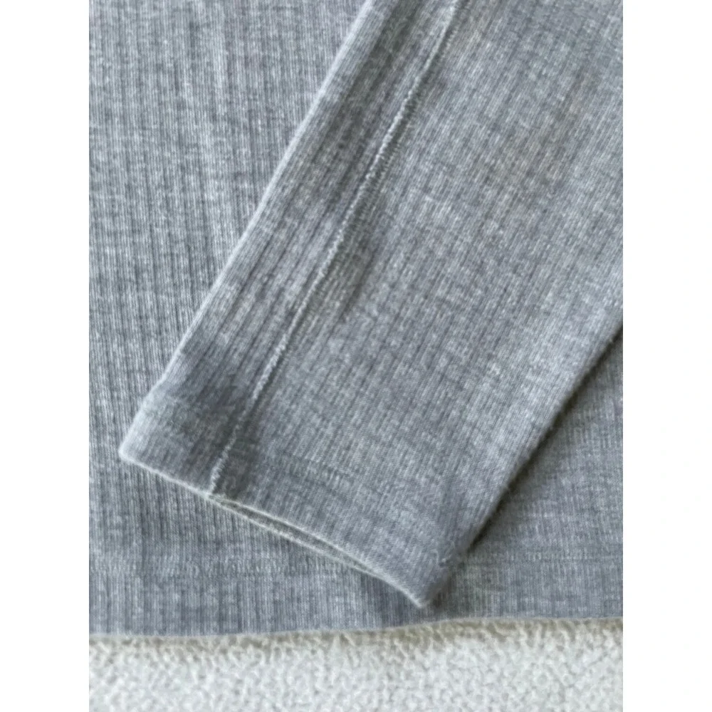 Banana Republic Mens Medium Pullover Gray Ribbed Mock Neck Henley Cotton Sweater